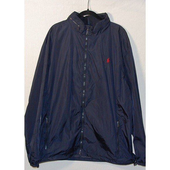 Ralph Lauren Polo Windbreaker, Navy Blue, XXL Concealed Hood - Picture 1 of 14